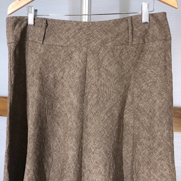Chapter ONE Linen Cotton Brown Zig-Zag Hem A-Line Skirt Sz 12 - Picture 3 of 9